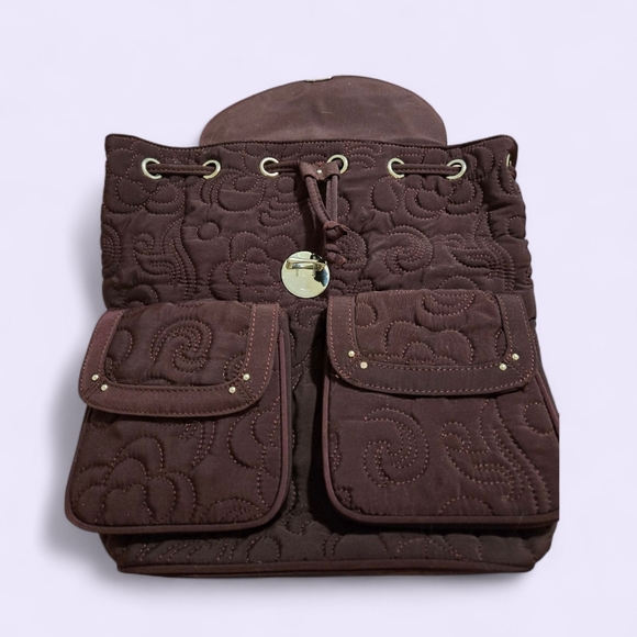 Vera Bradley Burgundy Quilted Backpack - Picture 7 of 8
